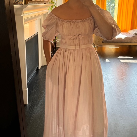 Dusty Pink Linen Maxi Dress - Picture 2 of 3